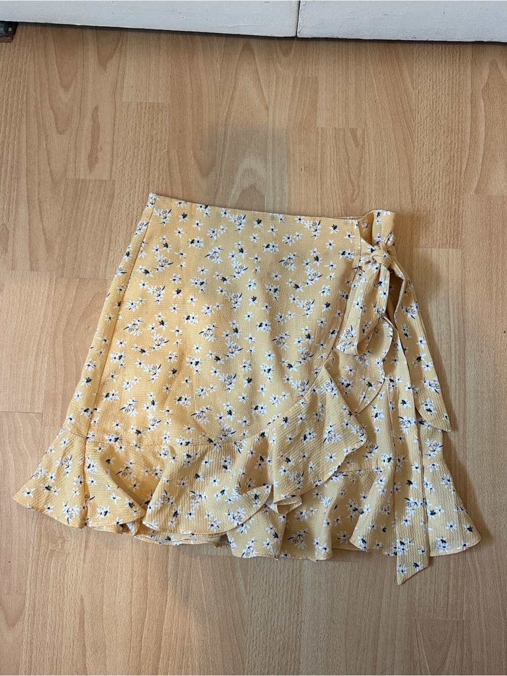 Princess polly Yellow Floral Wrap Ruffle Skirt